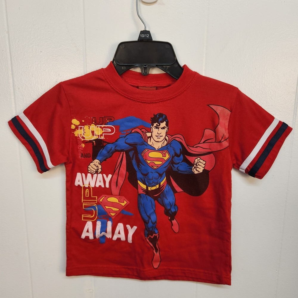 Superman Shirt Boys Size 5 Red Blue DC Comics Up‎ Up And Away Graphic Tee